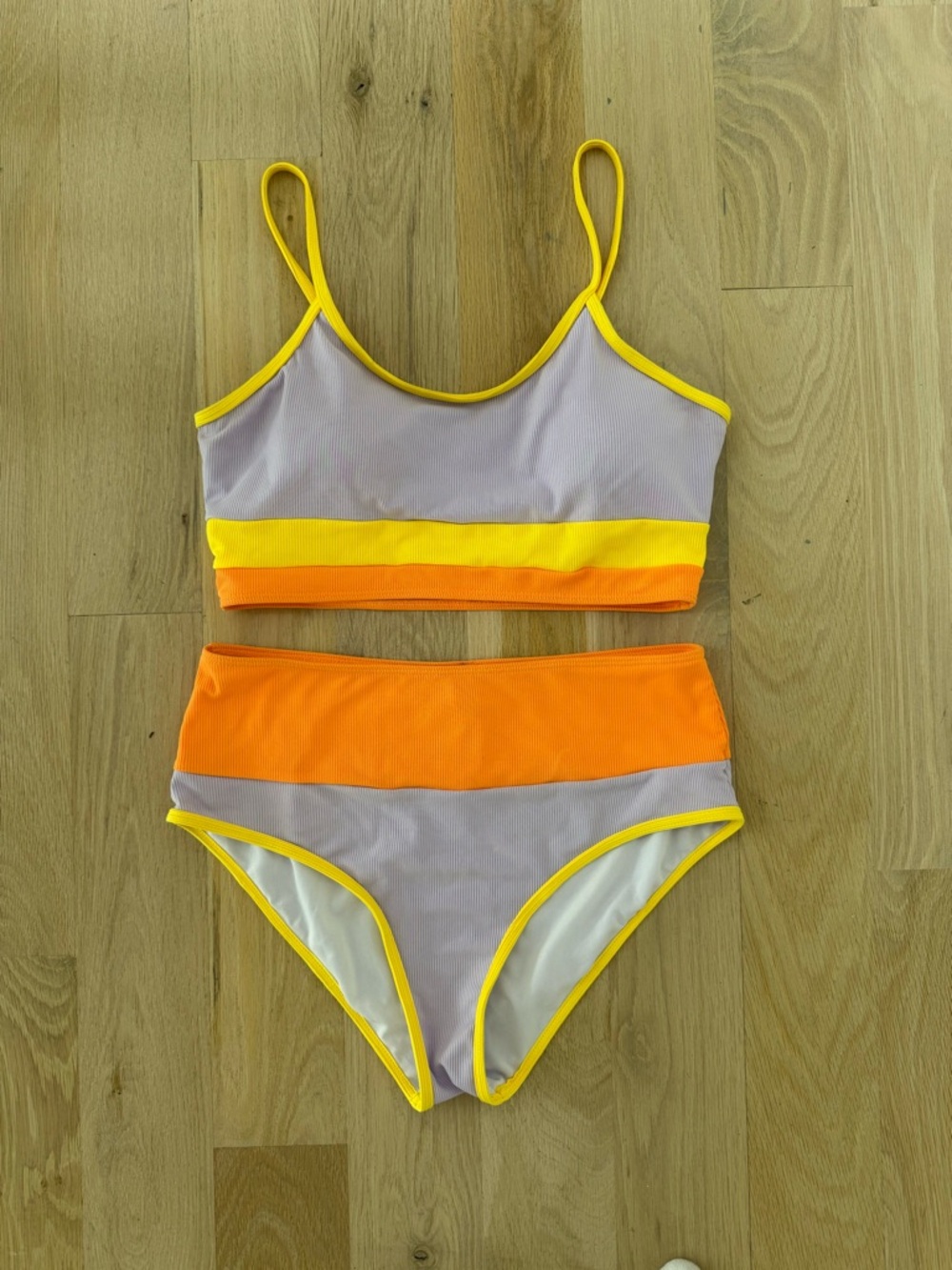 Bright Colorblock Full Coverage Bikini Set